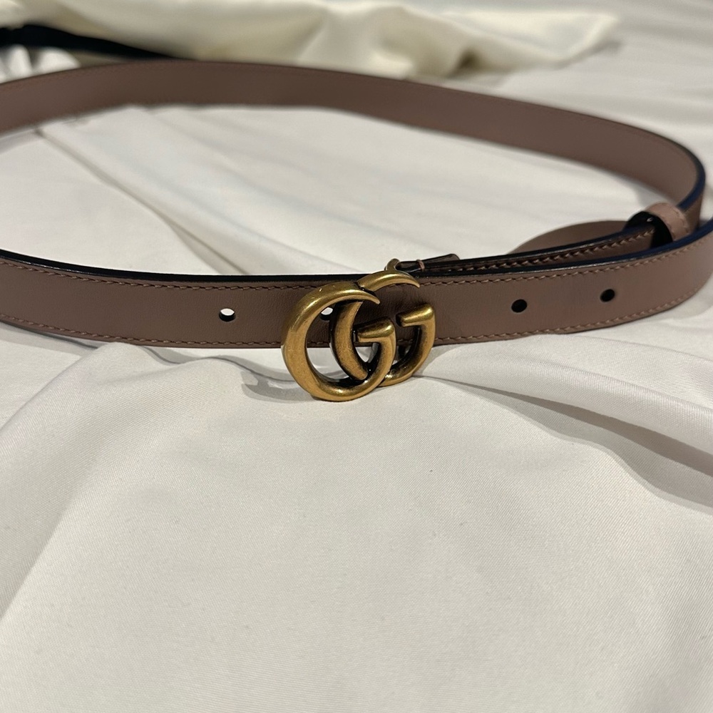 Gucci Leather Belt with Gold Buckle
